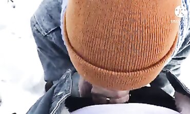 POV Brunette Girlfriend Gets Blown in the Woods