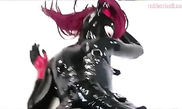 Love and Joy Explore Latex Bondage with a Strap-On