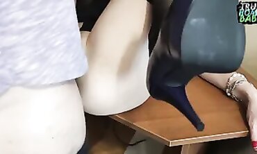 Skinny Cougar Secretary Seduces Delivery Man