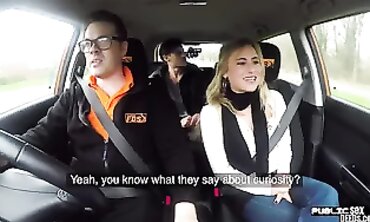Petite American Beauty Takes A British Cock In Public Car