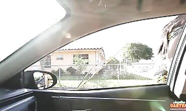 POV: Busty Latina MILF Angelina Castro Gives a Driver Head
