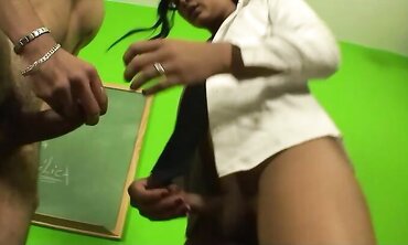 Young Japanese trans lecturer ravaged rigid by her schoolgirl and let him fellate her boner two