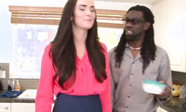Milky Dark-Haired Coed Gets Drilled By A Ebony Monster Beef Whistle