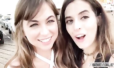 Riley Reid & Abbie Maley's Risky Outdoor 3-Way Almost Caught