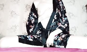 POV: French MILF Masturbates in Kimono