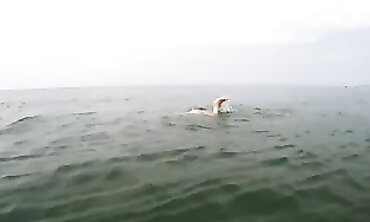 Russian MILF Swims Nude at Ada Bojana FKK Resort
