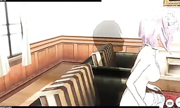 3D Neptunia Cosplay Gets Rough Creampie on Chair