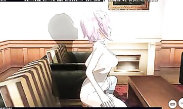 3D Neptunia Cosplay Gets Rough Creampie on Chair