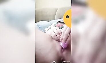 Solo Brunette Toying at Home with Vibrator
