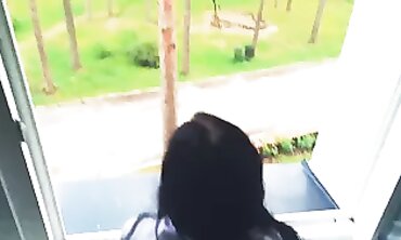 college girl Gets Smashed at the Window with a Facial