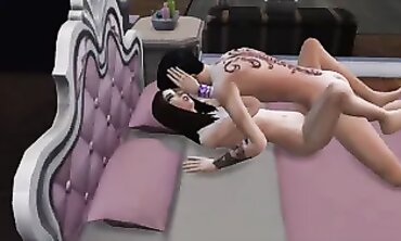 Korean MILF in Blue Dress: Romantic Sims Lovemaking