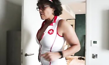 British Ebony MILF Nurse Checks Patient in Bedroom