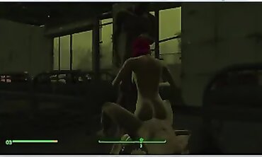 Fallout 4 Porn Game: Threesome Fuckfest with Babe
