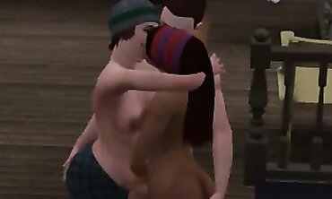 Anime Sims Trio: Wife and Friend Party Threesome