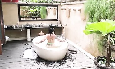 Tattooed Russian Babe Takes Deep Throat in Hot Bath