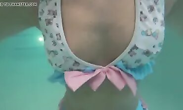 Petite Stepdaughter Caught Swimming in Bikini