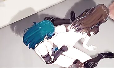 Byleth Rides Dorothea's Strap-On in Rough Lesbian Fire Emblem Hentai