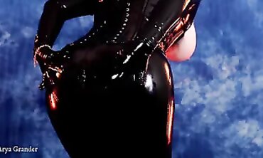 Arya Grander in Spandex Catsuit African Fetish Bondage