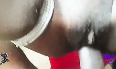 Ebony MILF Masturbates And Takes A Creampie