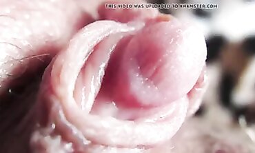 Ultra Close-Up of Hairy MILF's Slippery Pussy