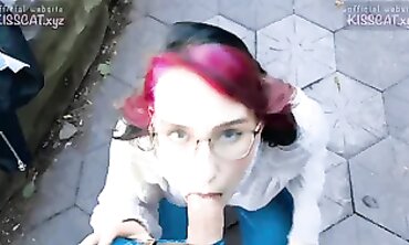 Russian College Babe Gets Outdoor Blowjob With Agent Rod