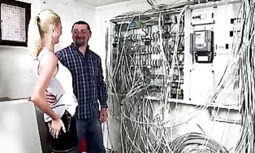 Dirty Tina Gets a Rough Anal Creampie from the Electrician