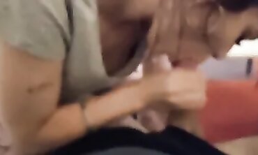 POV Rough Blowjob and Handjob from Brunette Slut