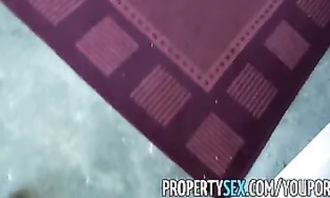 PropertySex: Petite Brunette Surfs Bed For POV Blowjob And Cumshot