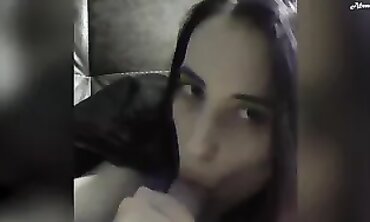 Dark-Haired Bombshell Deepthroats Her Friend's Dick