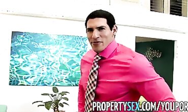 PropertySex - Adult movie star real estate agent ravages customer at open mansion