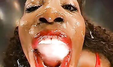 Ebony Goddess Bernadette Takes a German Gangbang Bukkake