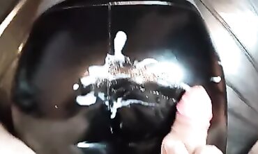 POV Massage: Cumshot in African Leather Pants