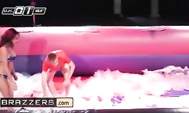 Soapy Soccer Bimbos: Anissa Kate & Franceska Jaimes FFM Threesome