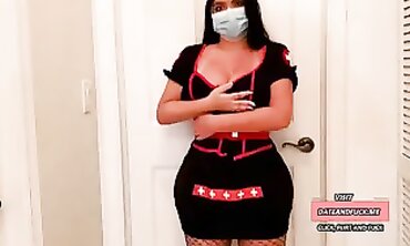 Huge Butt Queen Nurse Handles Patient with Corona Virus