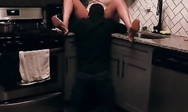 Juicy MILF Licked to Orgasm in the Kitchen