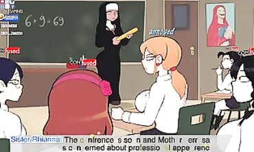 Toon Nun Spanks College Girls With Huge Dick In Public Class