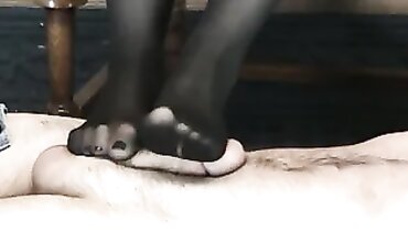 Bittavonsweet Gives Pantyhose Footjob and Cum Sole Massage