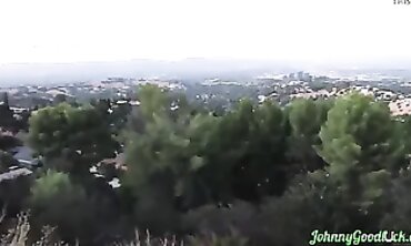 Petite Lily Glee Sucks Johnny Goodluck's Massive Cock Outdoors