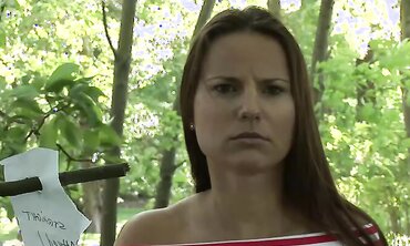 Claudia Rossi Plays Pervy Games With A Hooded Dude In The Forest two