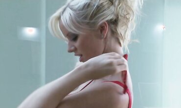 Cindy Buck Undresses Out Of Her Crimson Sundress And Works Her Slit With A Strenuous Vibe