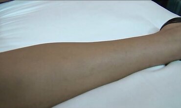 Thai she-male with ebony hair and petite boobies Noon showcases how to treat her penis