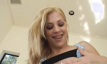 Leah Luv Reaches Back And Guides A Meaty Dark-Hued Salami Into Her Taut Fuckbox