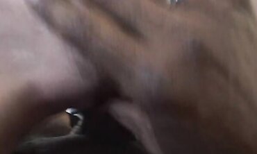 Leah Luv Reaches Back And Guides A Meaty Dark-Hued Salami Into Her Taut Fuckbox