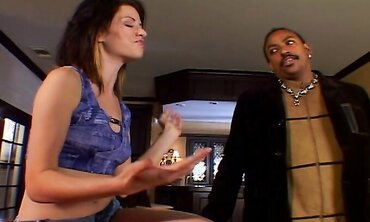 Puny Brown-Haired Is Spread Broad By A Fat Ebony Man Rod And Fed His Red-Hot Jizz