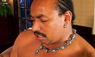 Puny Brown-Haired Is Spread Broad By A Fat Ebony Man Rod And Fed His Red-Hot Jizz