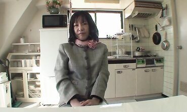 Mature Chinese dark-haired with highly fur covered cooch Makiko Nakane having joy with a dude two