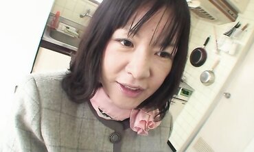 Mature Chinese dark-haired with highly fur covered cooch Makiko Nakane having joy with a dude two