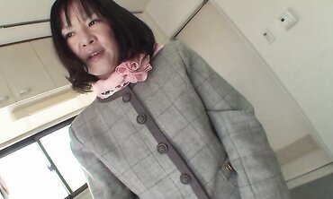 Mature Chinese dark-haired with highly fur covered cooch Makiko Nakane having joy with a dude two