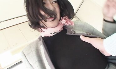 Mature Chinese dark-haired with highly fur covered cooch Makiko Nakane having joy with a dude two