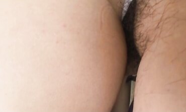 Mature Chinese dark-haired with highly fur covered cooch Makiko Nakane having joy with a dude two